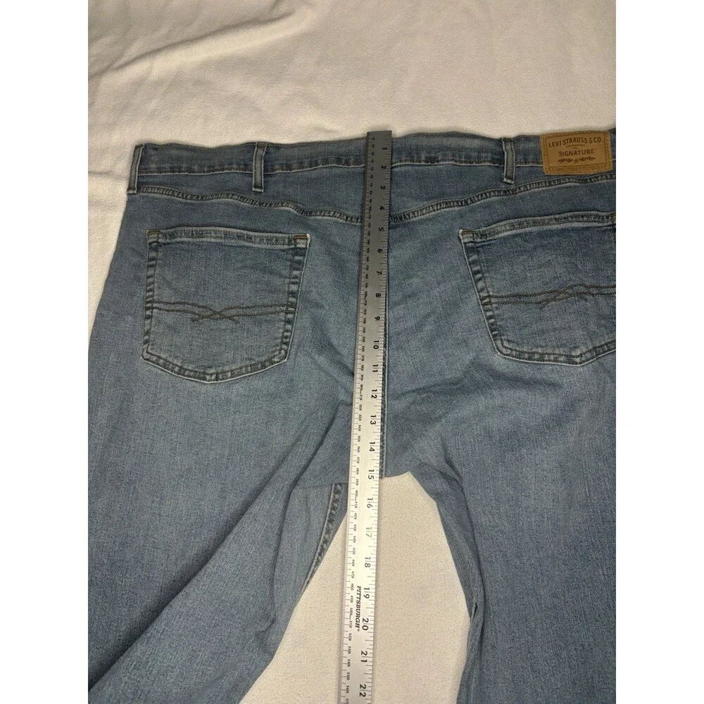 Signature Levi Strauss Mens Relaxed Fit Jeans Blue‎ Denim Straight Leg W42 L30